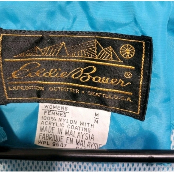 Vintage 90s Eddie Bauer  Lightweight Aqua Blue Windbreaker Jacket Womens  Medium - Picture 4 of 6